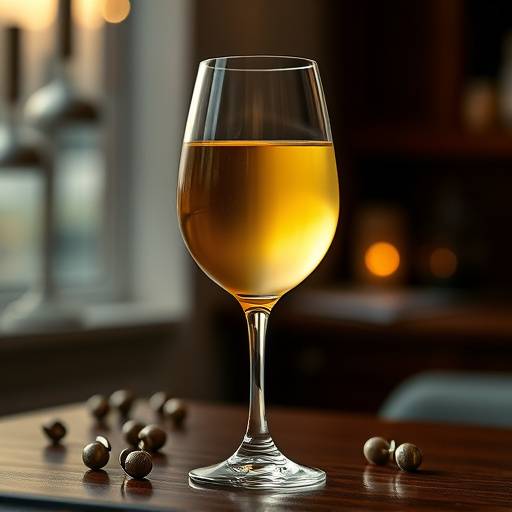 A glass of Chardonnay white wine.