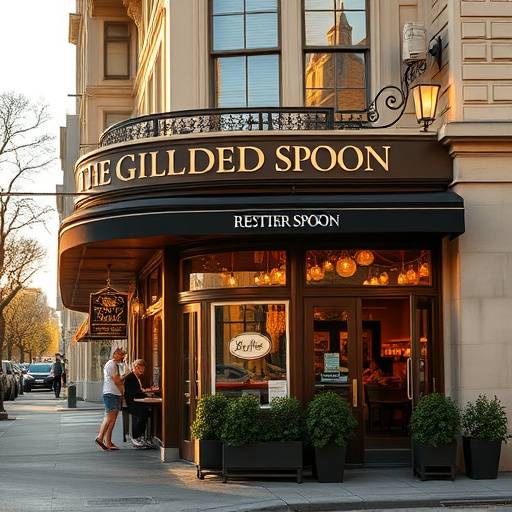 Exterior view of The Gilded Spoon restaurant on Columbus Avenue in San Francisco